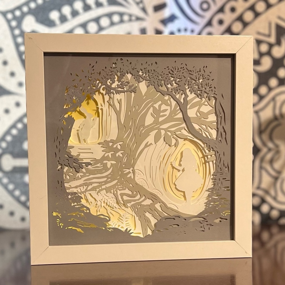 Handcrafted - 8”‎ x 8” Alice in Wonderland Shadow Box - Light Up - Unique Gift - Picture 6 of 11